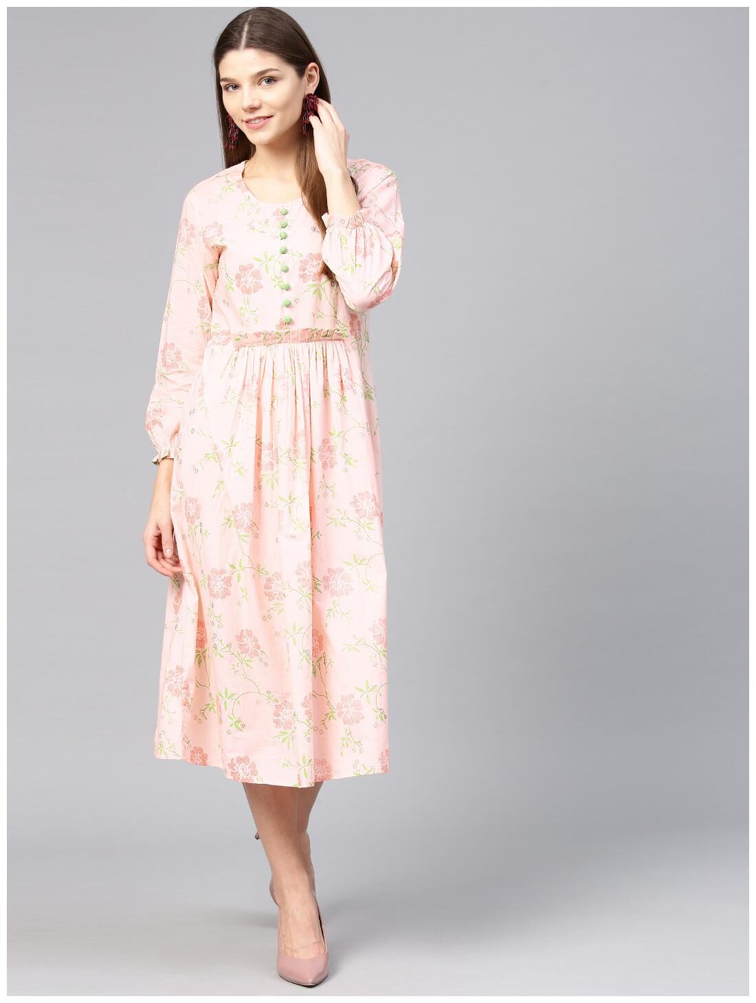 

AASI- HOUSE OF NAYO Pink Printed Maxi dress