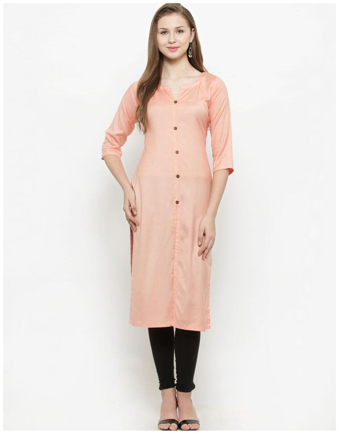 

Sayesha Women Peach Solid Straight Kurta