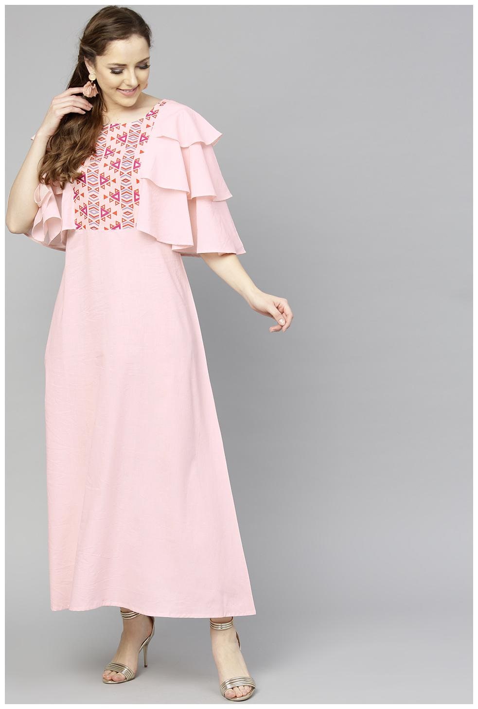 

AASI- HOUSE OF NAYO Pink Printed Maxi dress