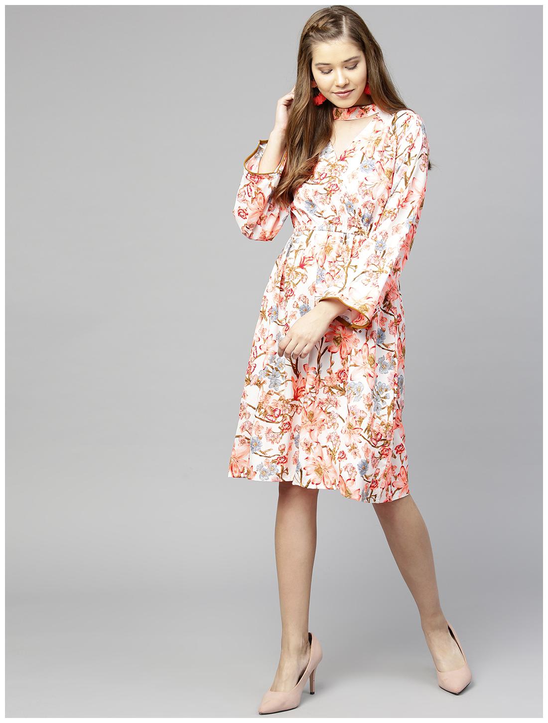 

AASI- HOUSE OF NAYO Pink Printed A-line dress