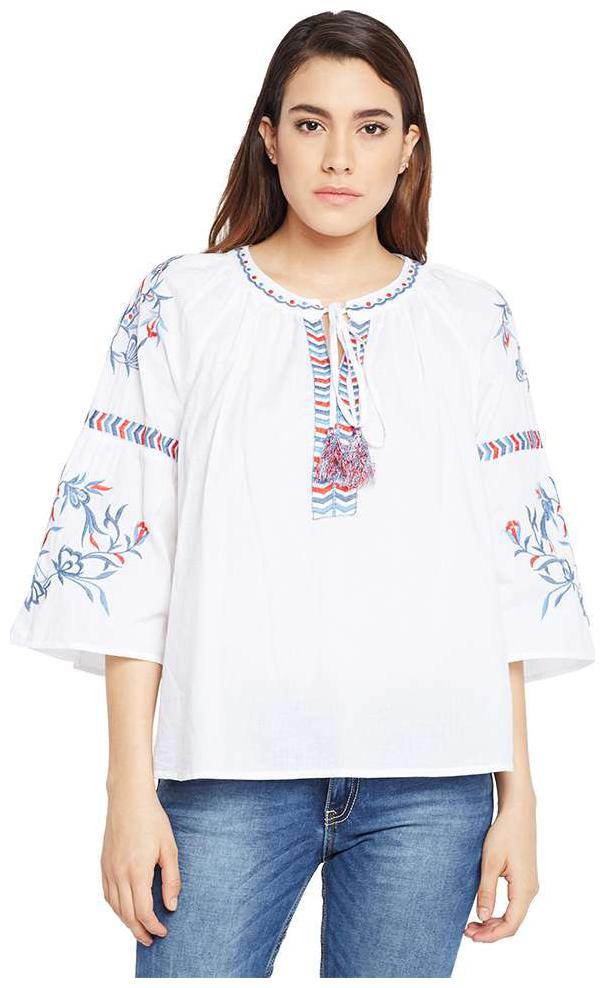 

Oxolloxo Women Solid A-line top - White