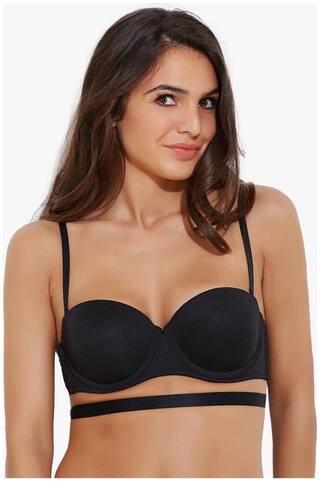 Zivame Red Carpet Ready Low Back Pushup Strapless Bra- Black