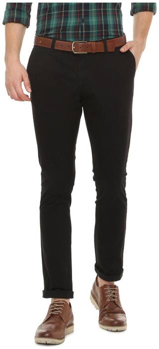 People Men Black Solid Regular fit Regular trousers
