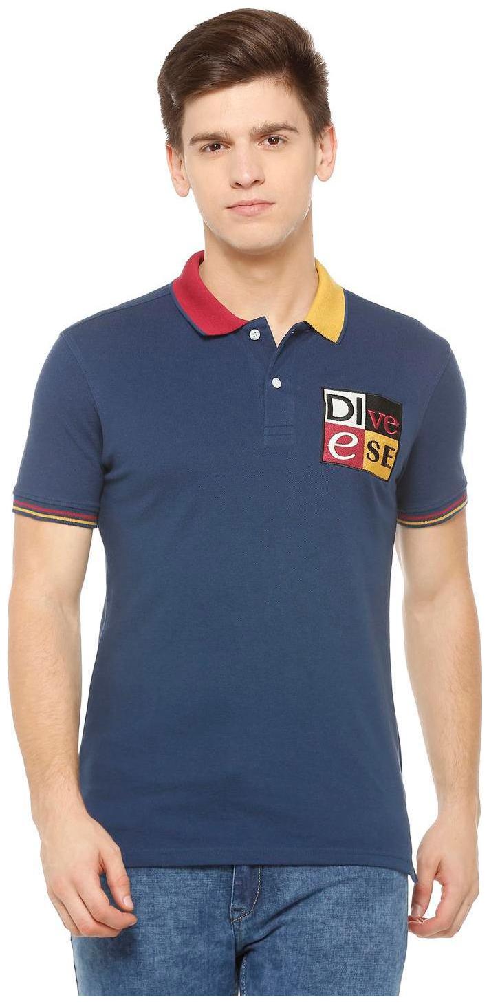 

People Men Blue Regular fit Cotton Blend Polo collar T-Shirt - Pack Of 1