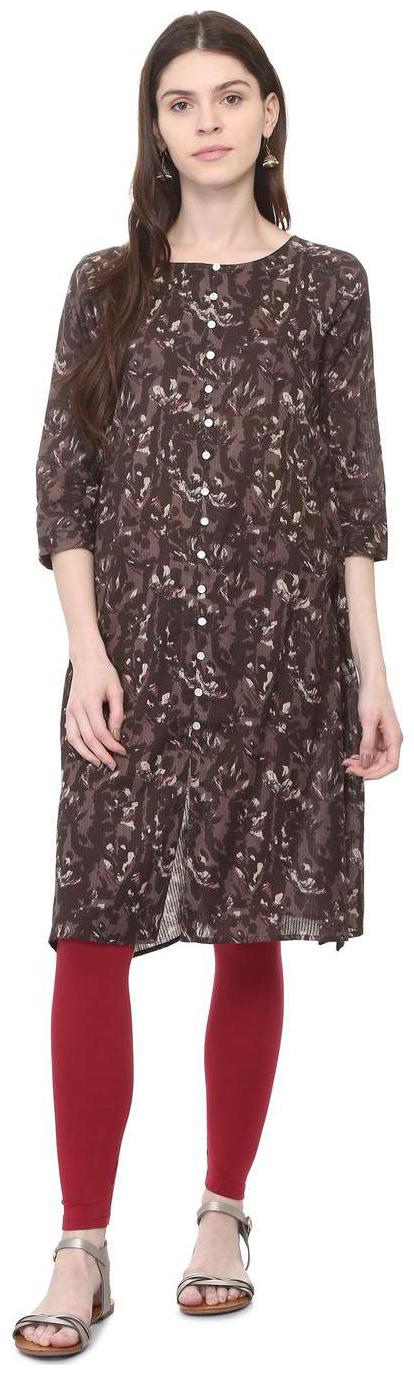 

People Brown Printed Casual Kurta