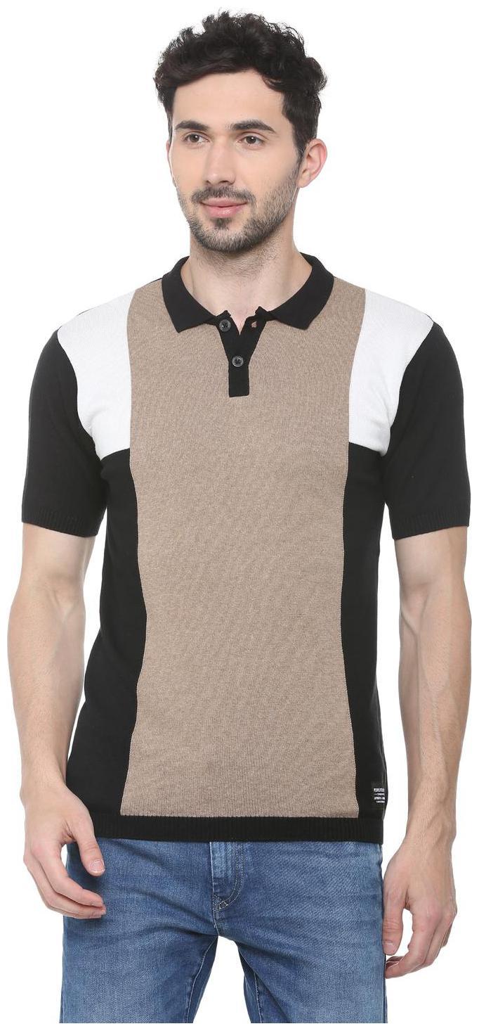 

People Cotton Brown Textured TShirt