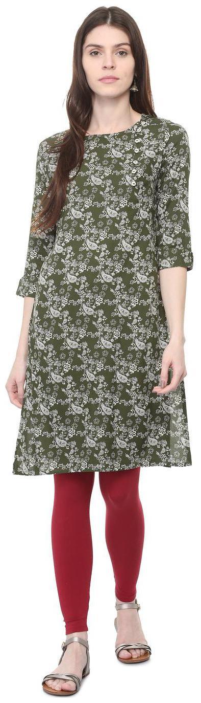 

People Green Printed Casual Kurta
