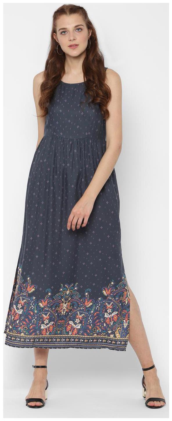 

People Grey Printed Maxi dress