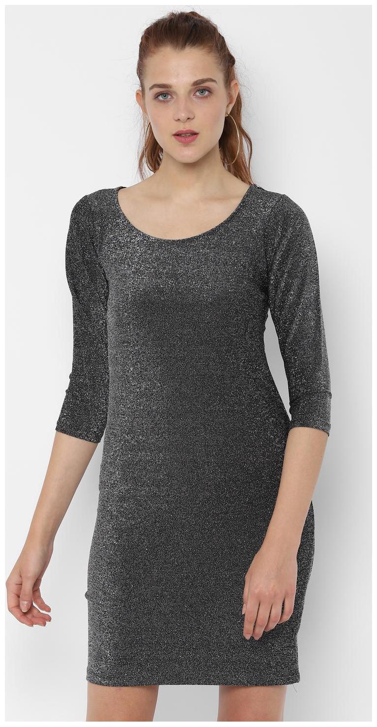 

People Grey Self design Bodycon dress