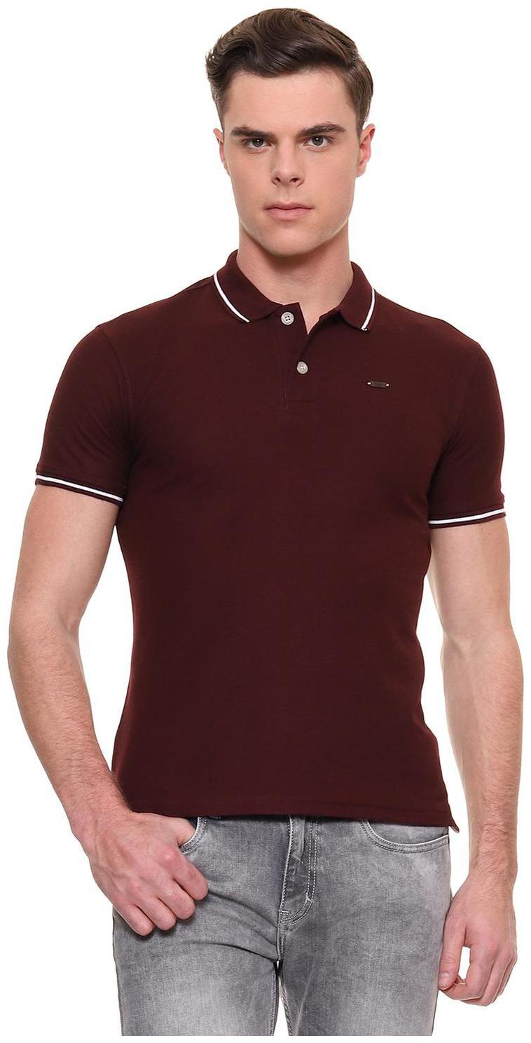 

People Men Maroon Regular fit Cotton Blend Polo collar T-Shirt - Pack Of 1