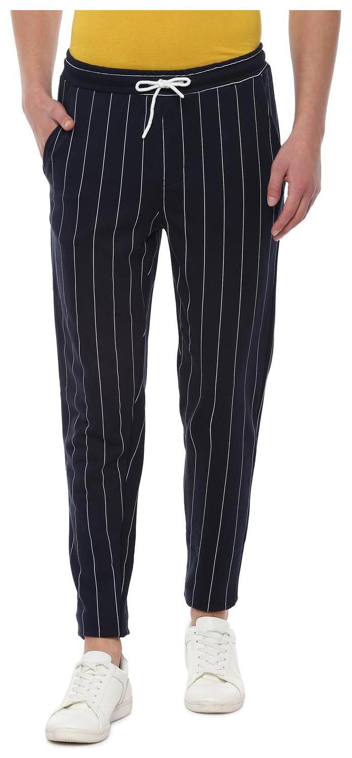 

People Men Blue Striped Regular fit Regular trousers