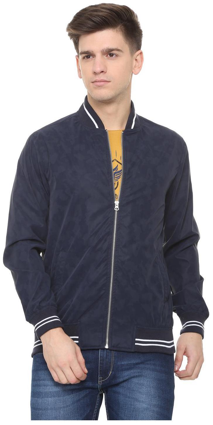 

People Men Blue Solid Bomber jacket