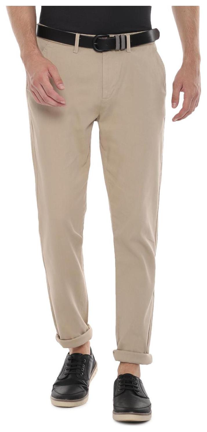 

People Men Beige Textured Regular fit Regular trousers