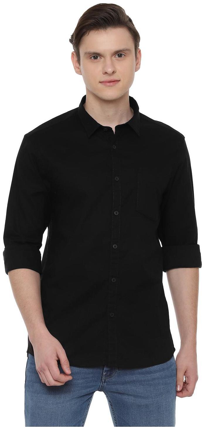 

People Men Black Solid Slim Fit Casual Shirt