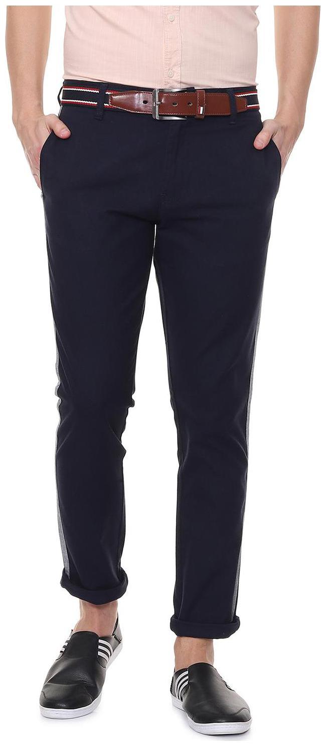 

People Men Blue Solid Slim fit Regular trousers