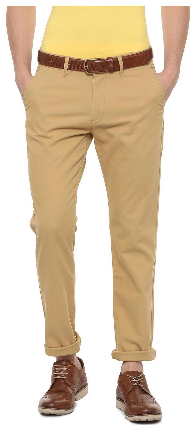

People Men Beige Textured Regular fit Regular trousers