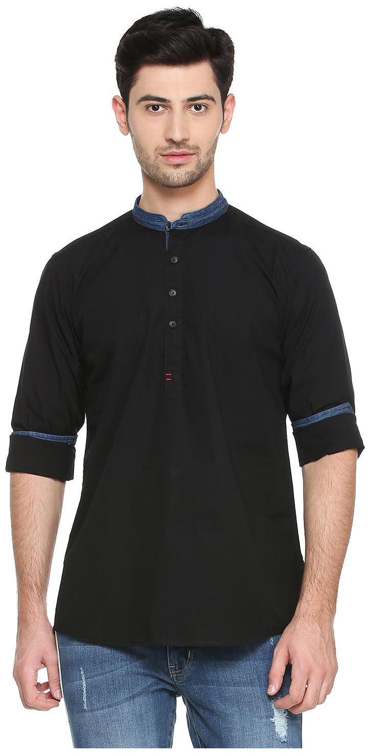 

People Men Black Solid Regular Fit Casual Shirt