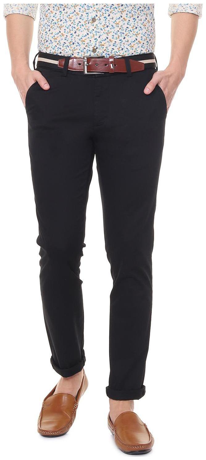 

People Men Black Solid Slim fit Regular trousers