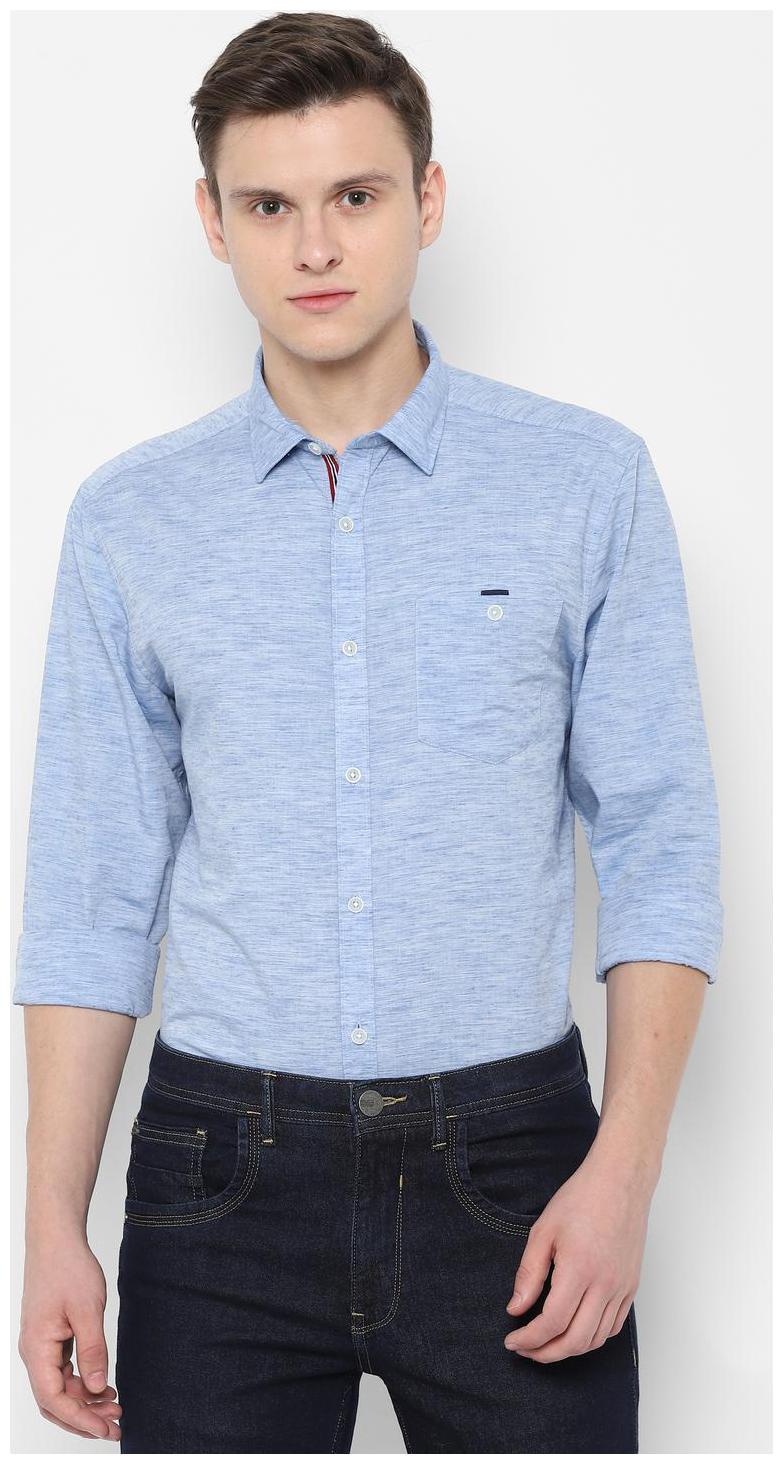 

People Men Blue Solid Regular Fit Casual Shirt