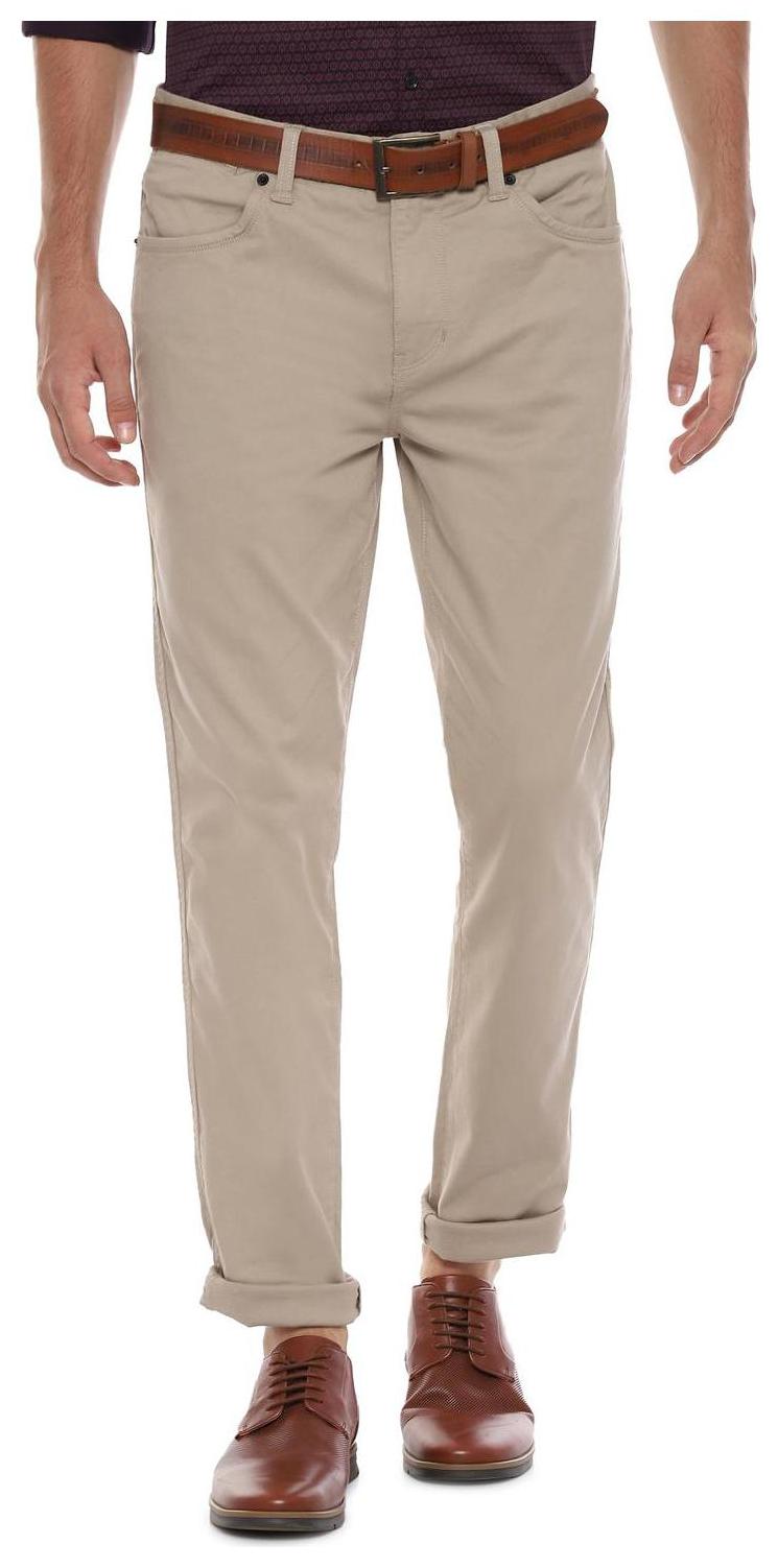 

People Men Beige Textured Regular fit Regular trousers