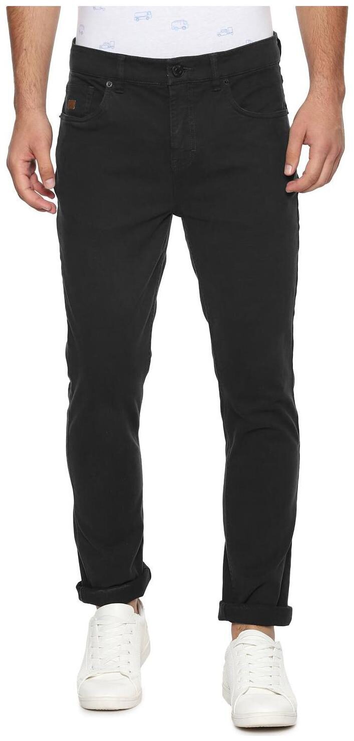 

People Men Black Textured Regular fit Regular trousers