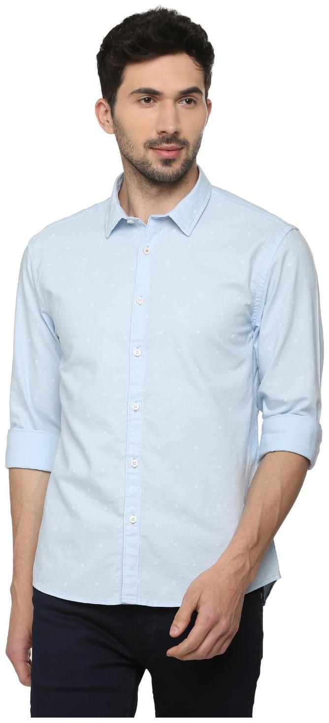 

People Men Blue Printed Regular Fit Casual Shirt