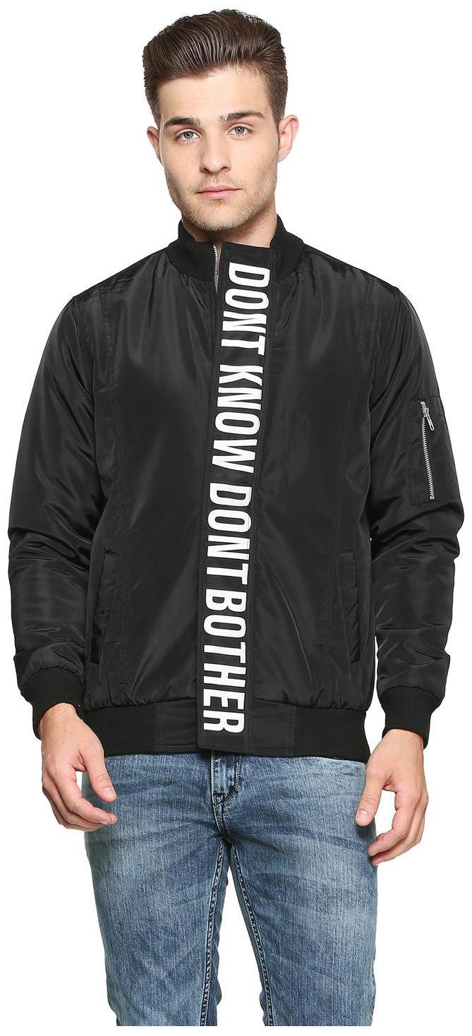 

People Men Black Printed Bomber jacket