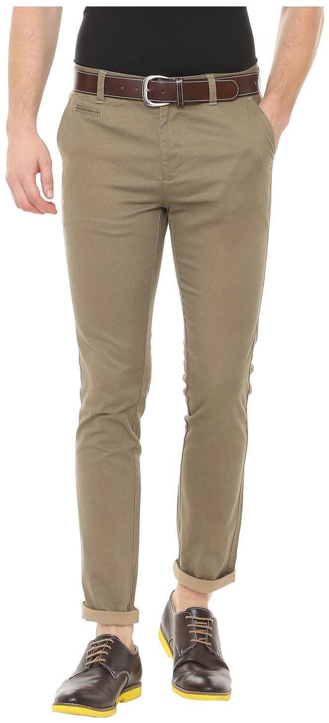 

People Men Brown Textured Regular fit Regular trousers