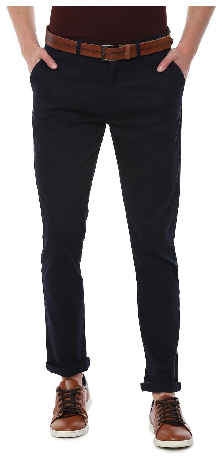 

People Men Blue Textured Regular fit Regular trousers