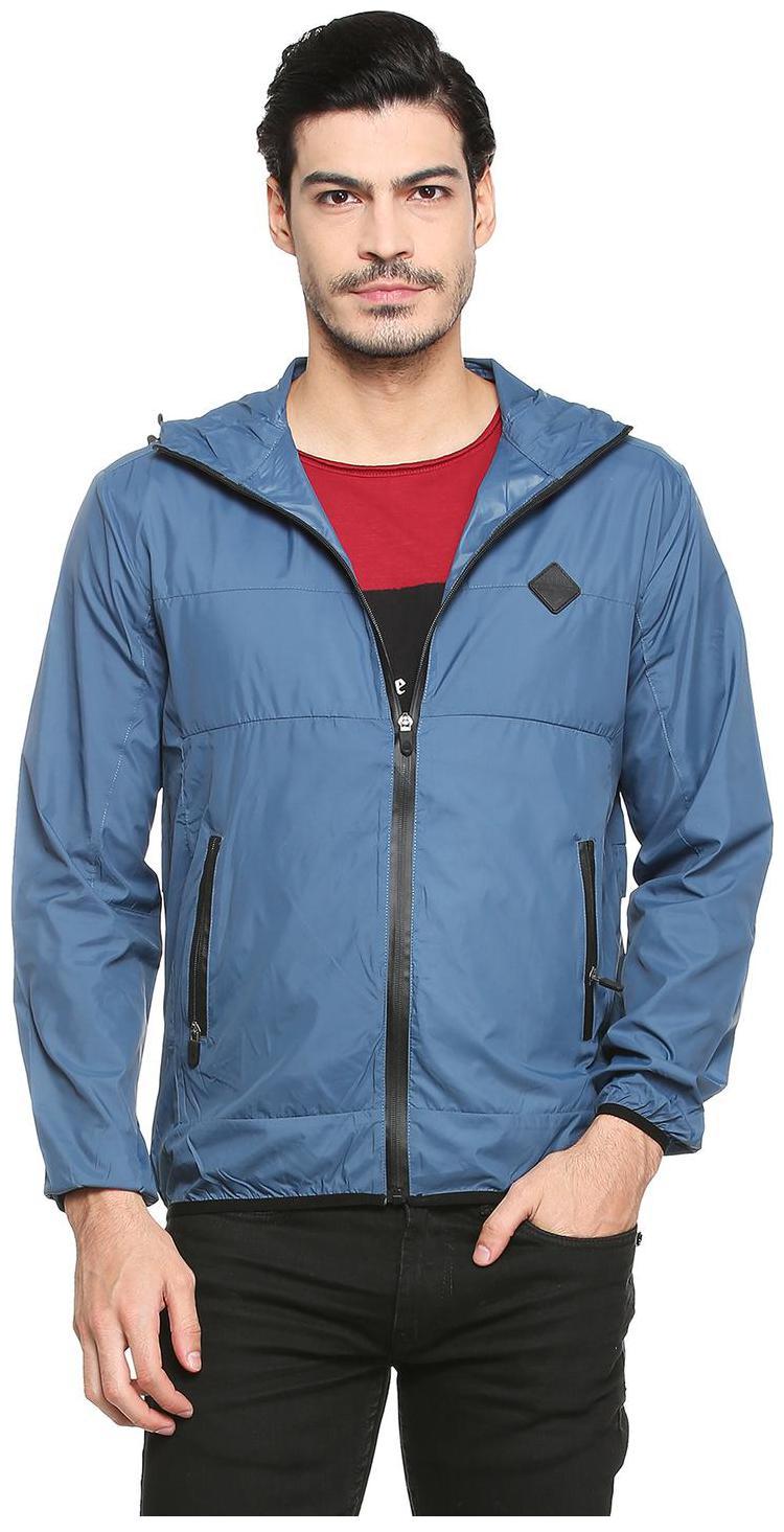 

People Men Blue Solid Bomber jacket