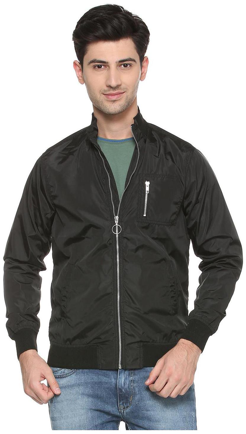 

People Men Black Solid Bomber jacket