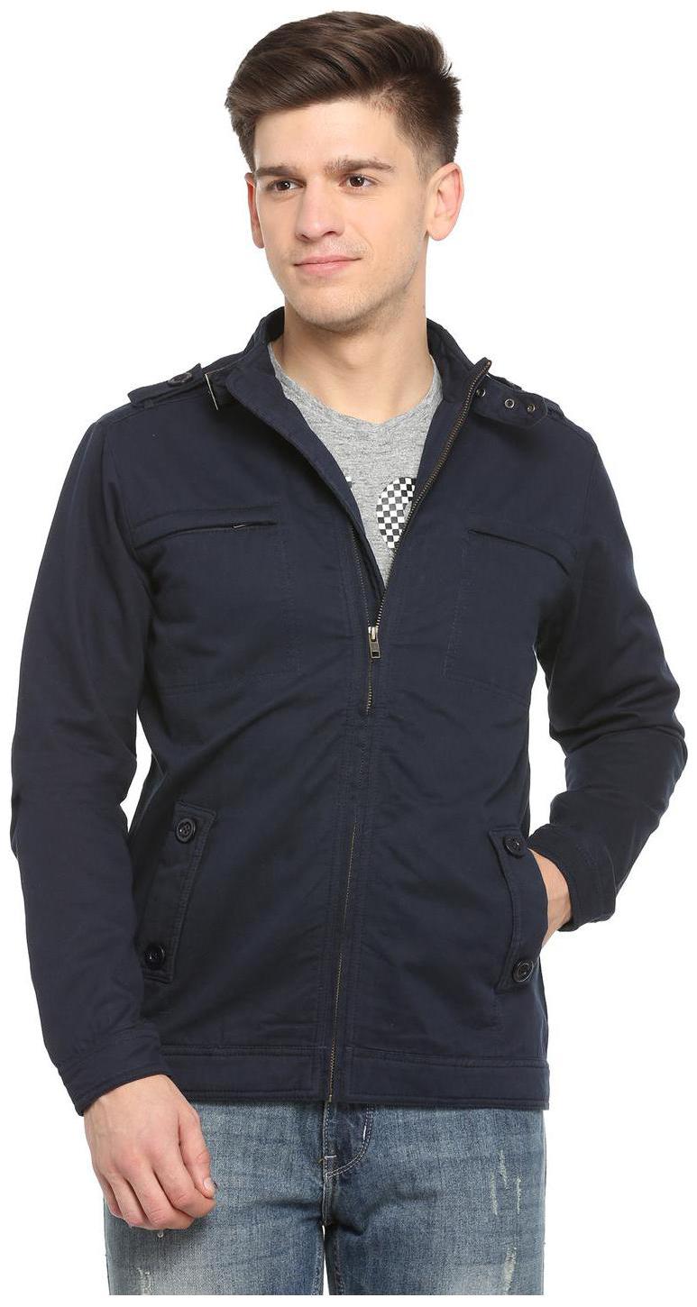 

People Men Blue Solid Bomber jacket