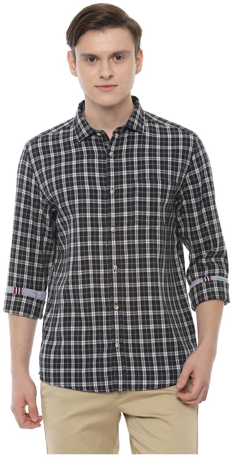 

People Men Black Checked Regular Fit Casual Shirt
