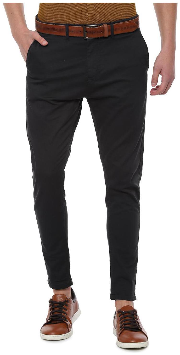 

People Men Black Textured Regular fit Regular trousers