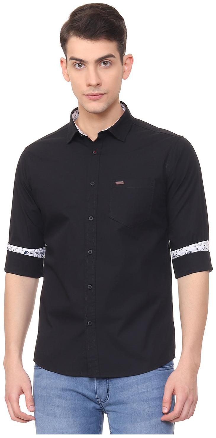 

People Men Black Solid Slim Fit Casual Shirt