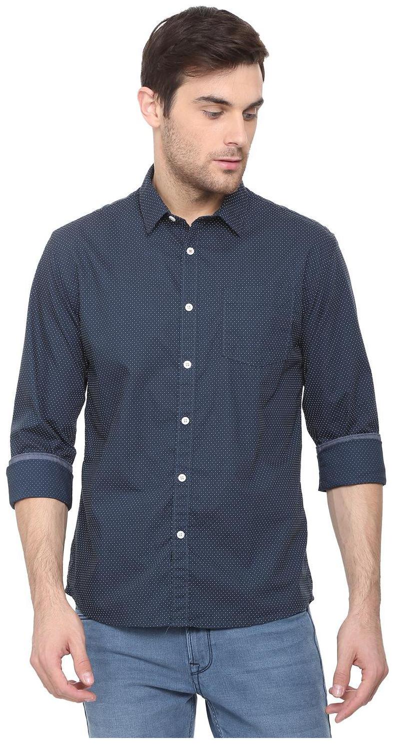 

People Men Blue Pinstrips Regular Fit Casual Shirt