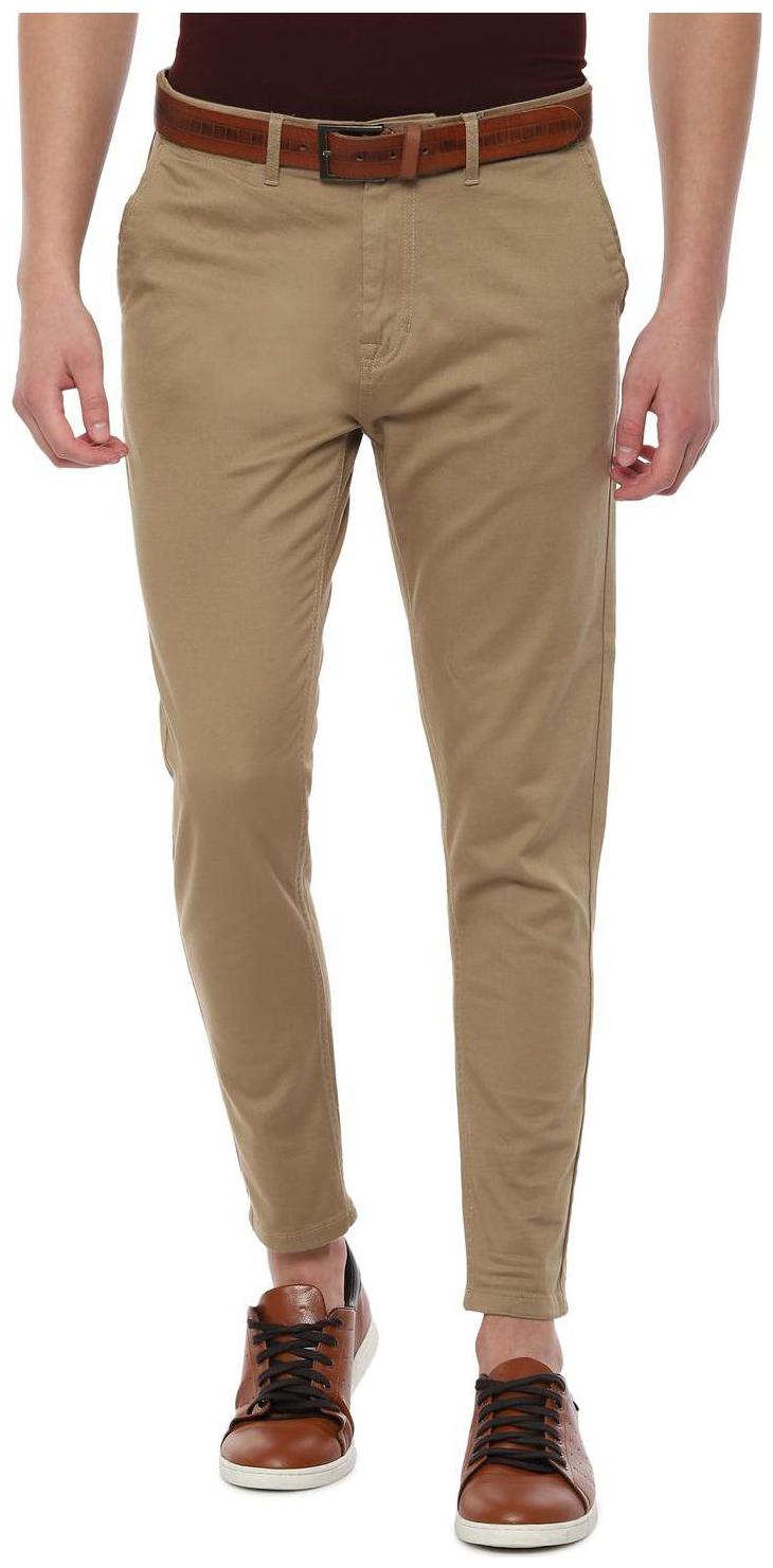 

People Men Beige Textured Regular fit Regular trousers