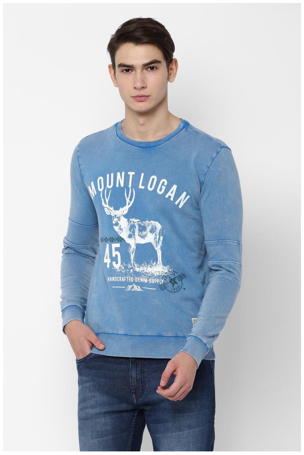 

People Men Blue Round neck Sweatshirt