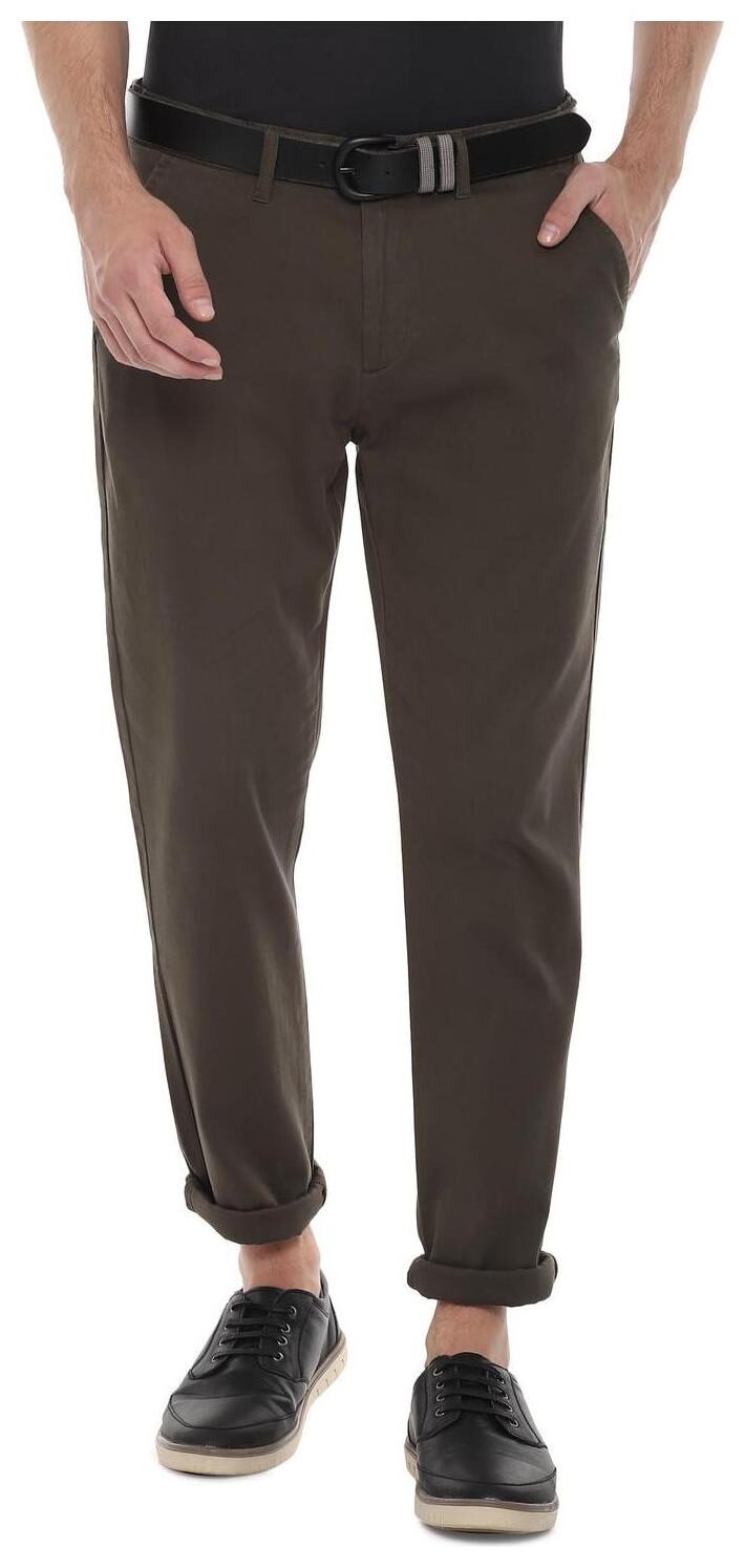 

People Men Brown Textured Regular fit Regular trousers