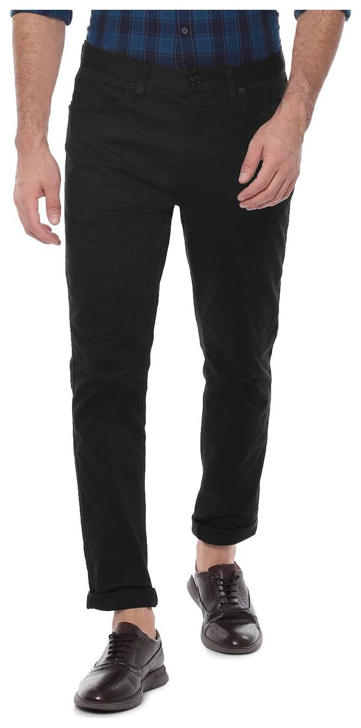 

People Men Black Textured Regular fit Regular trousers
