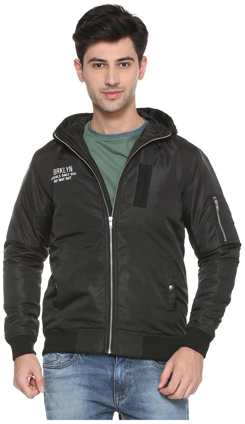

People Men Black Solid Bomber jacket