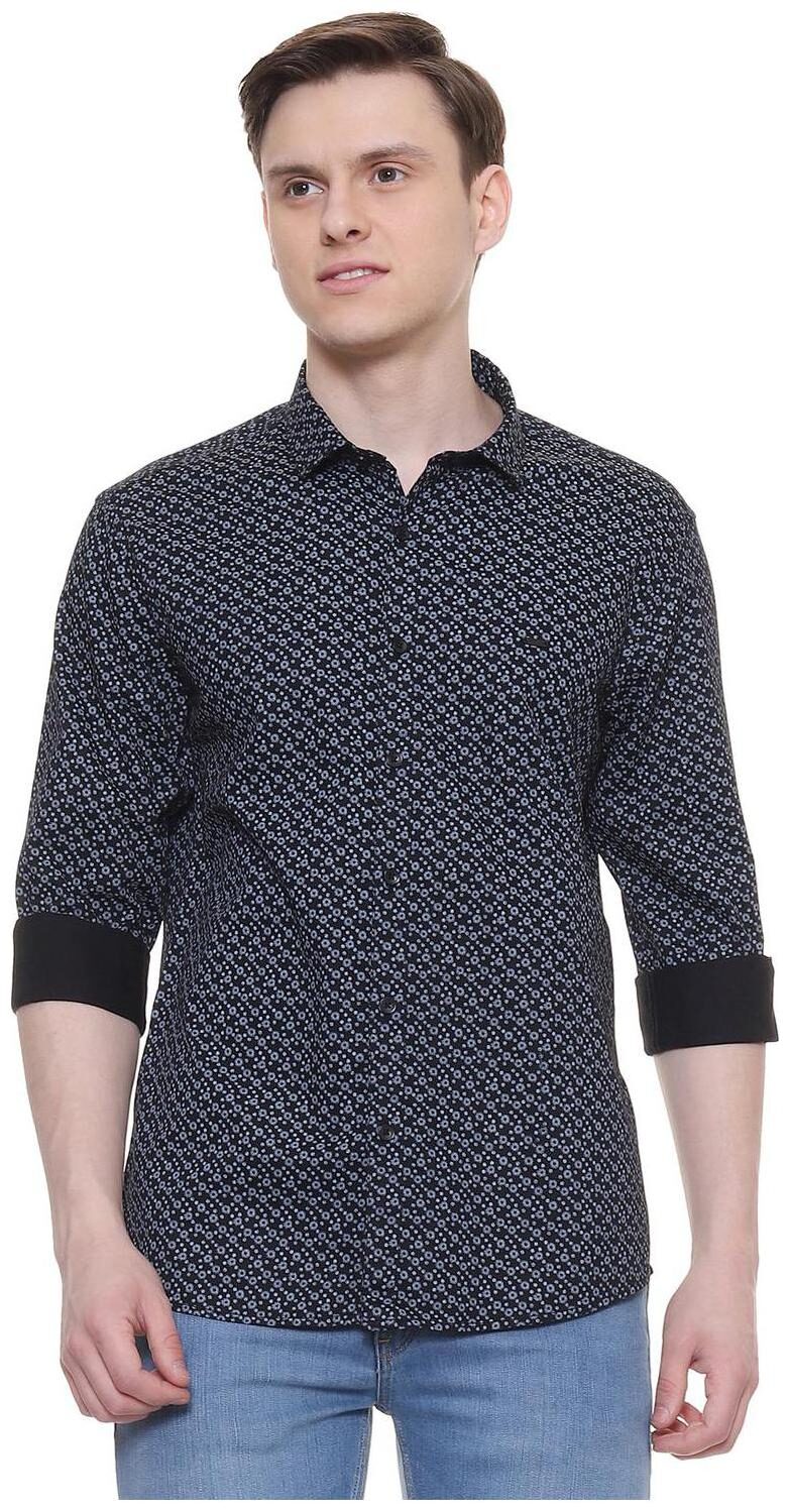 

People Men Black Printed Regular Fit Casual Shirt