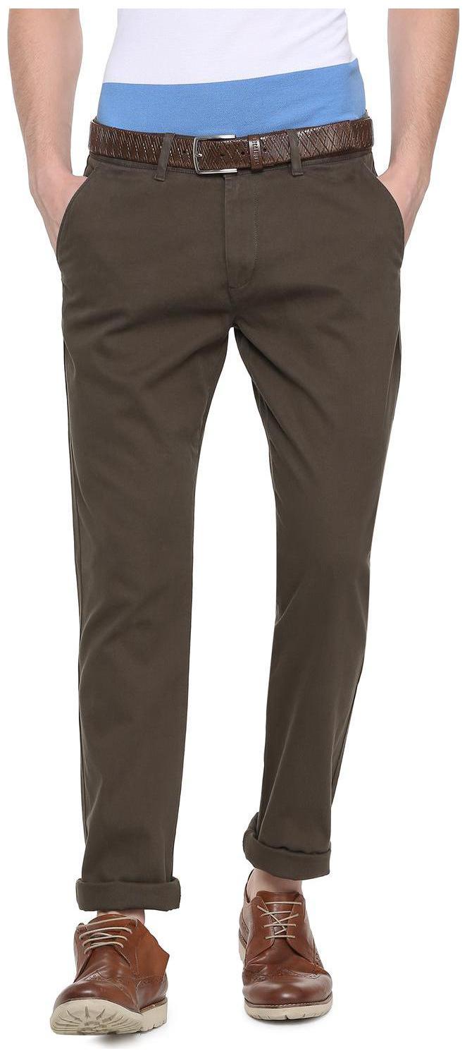 

People Men Brown Textured Slim fit Regular trousers