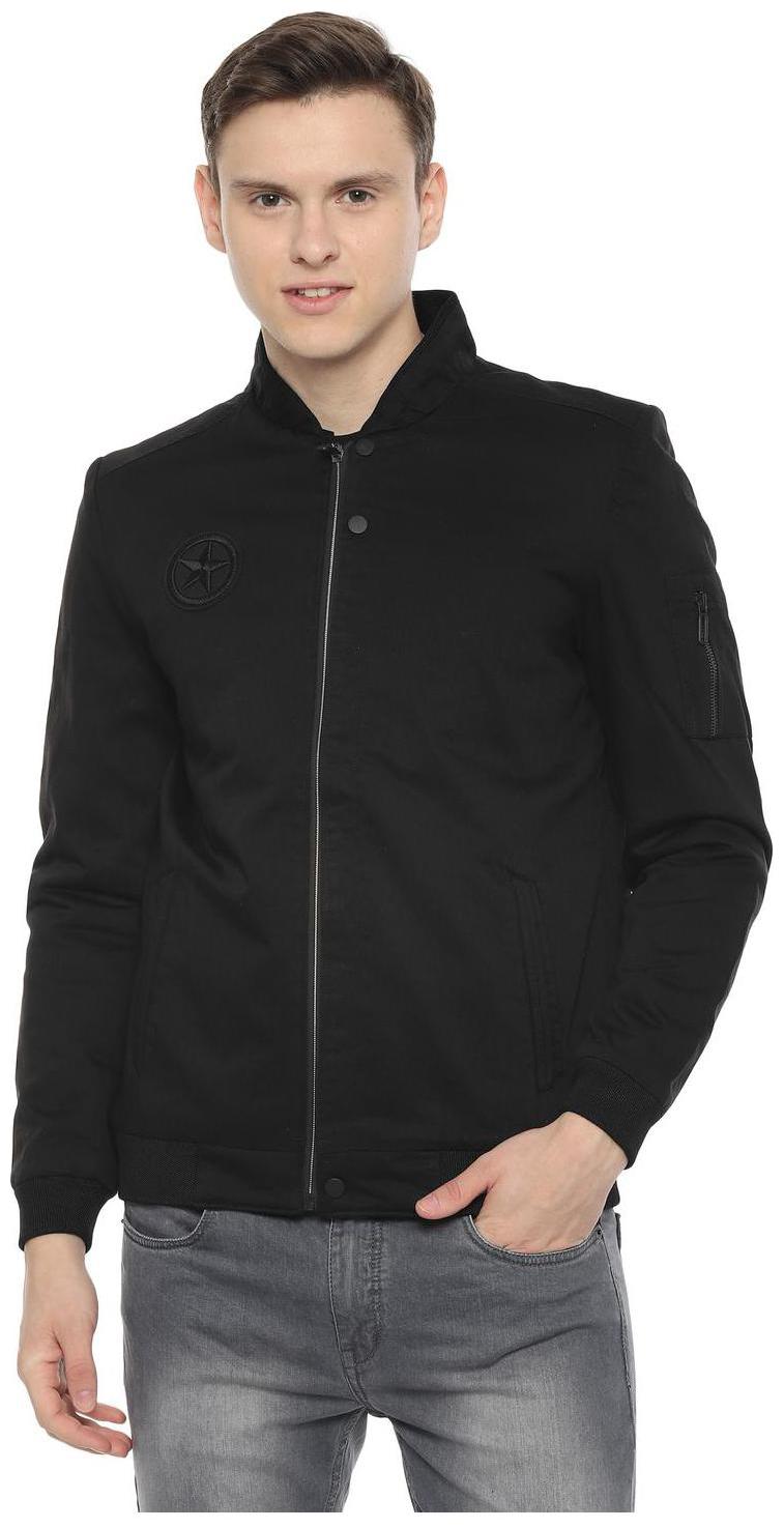 

People Men Black Solid Bomber jacket