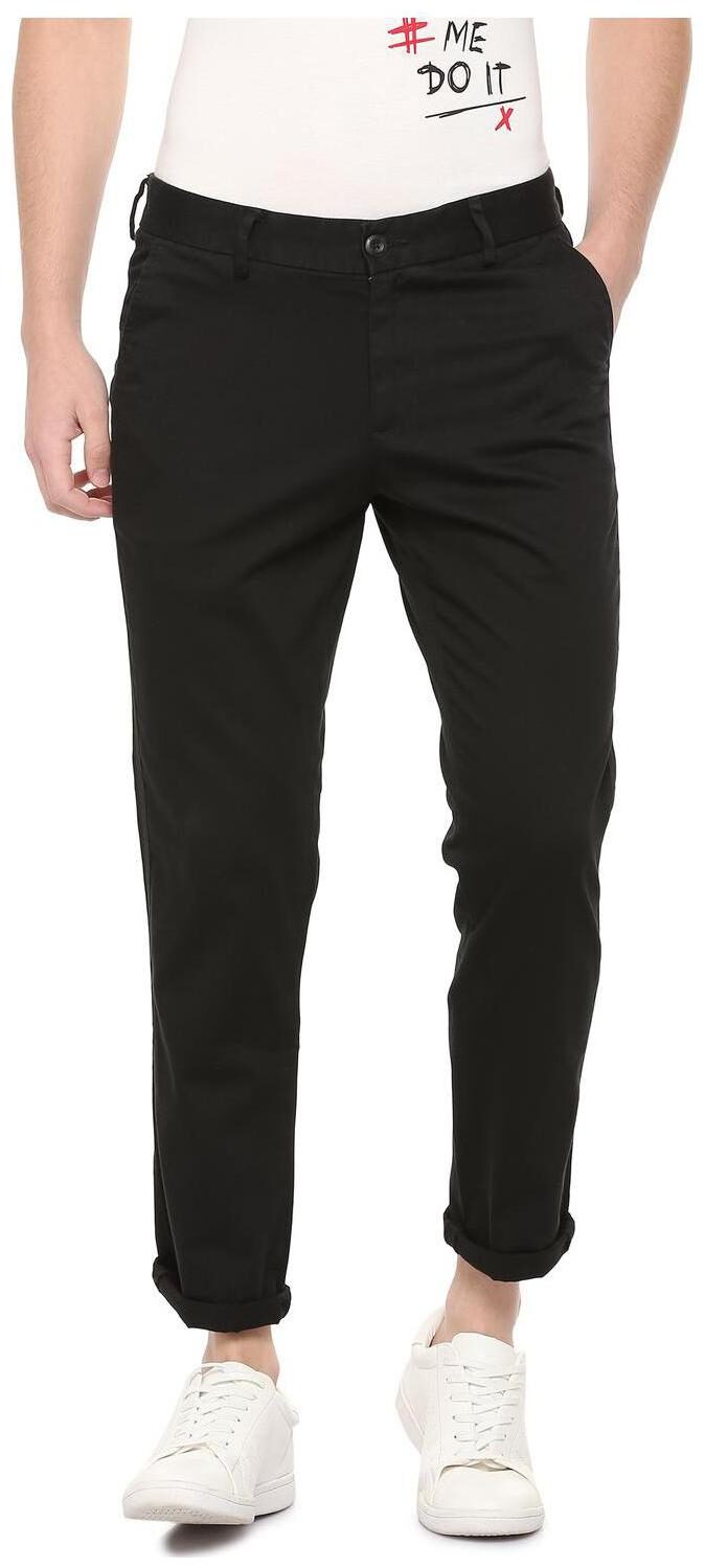

People Men Black Solid Slim fit Regular trousers