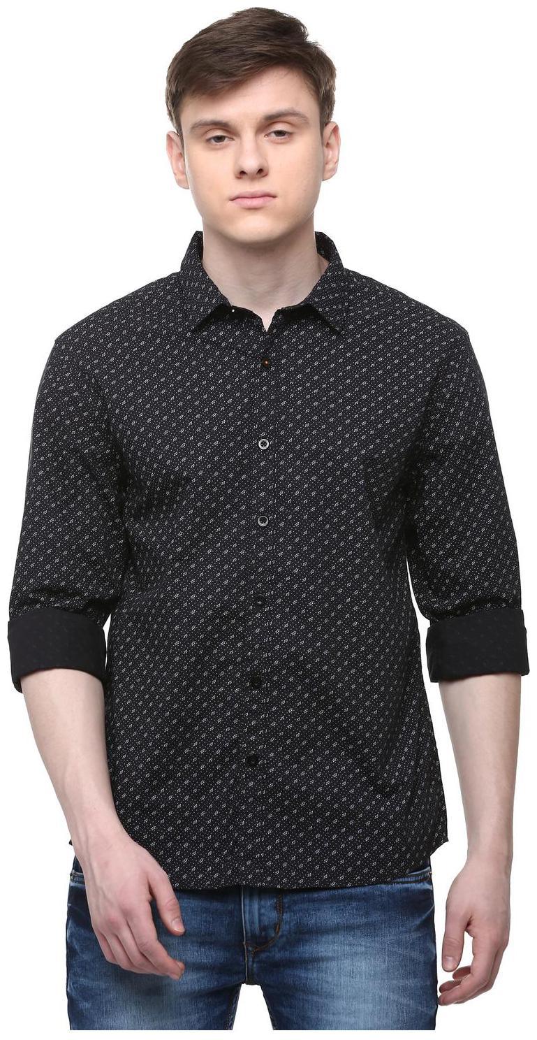 

People Men Black Printed Regular Fit Casual Shirt