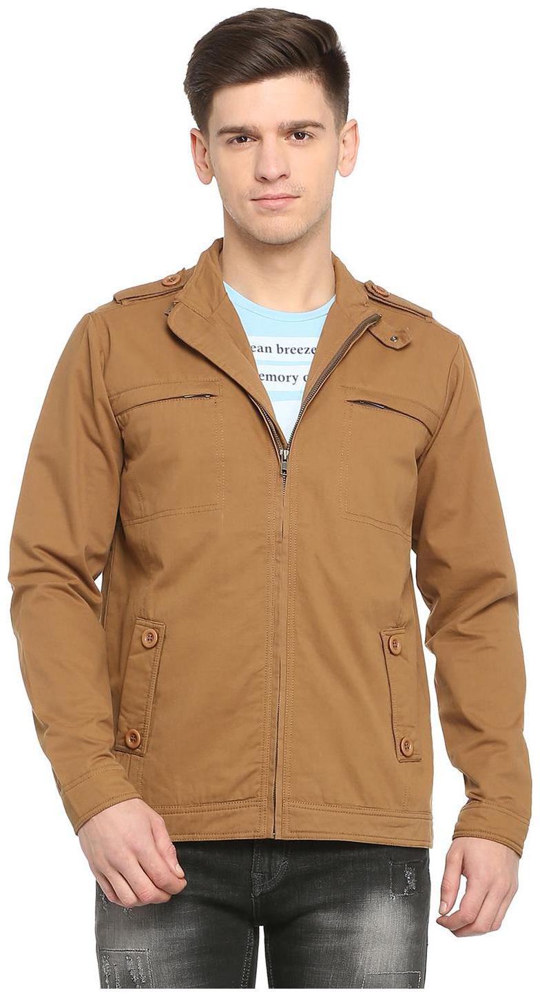 

People Men Brown Solid Bomber jacket