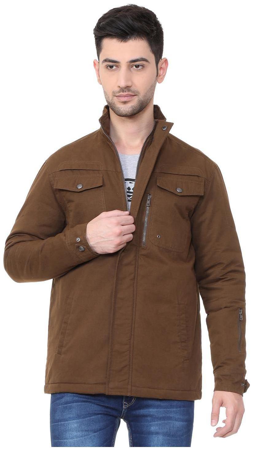

People Men Brown Solid Bomber jacket
