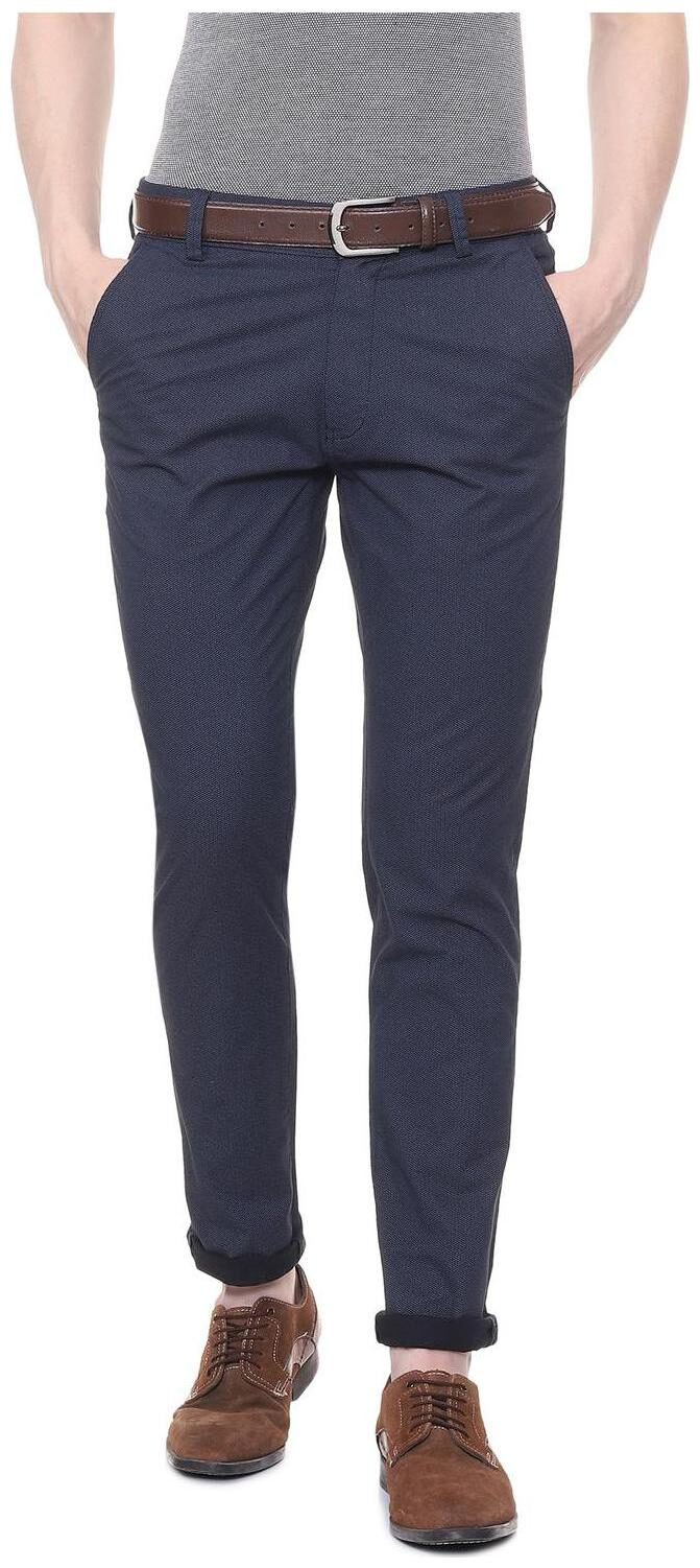 

People Men Blue Textured Regular fit Regular trousers