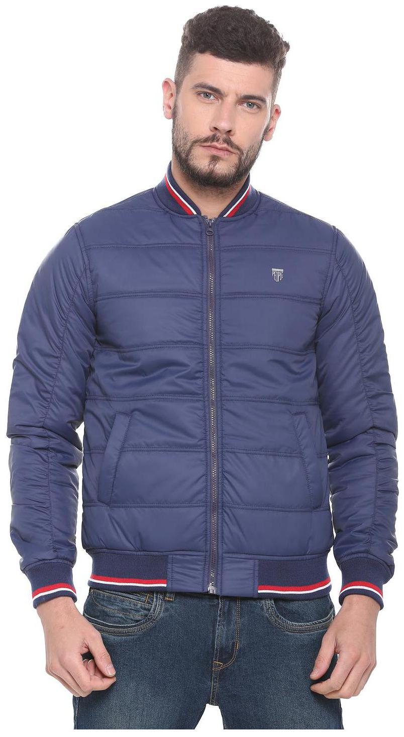 

People Men Blue Solid Bomber jacket